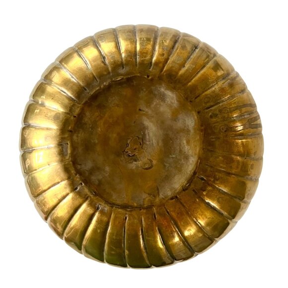 Vintage Large Brass Round Sphere Planter Floral Thistle Geometric Designs 11" - Picture 8 of 11